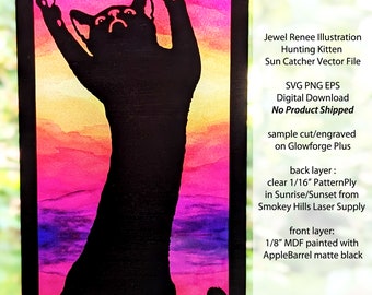 Sun Catcher Cut Designs: Jagd auf Kätzchen - SVG EPS PNG Schneidedatei Download