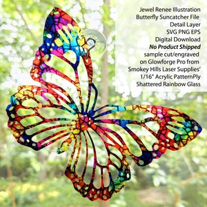 Sun Catcher Cut Designs: Butterfly Ornament SVG EPS PNG Cutting File Download image 2