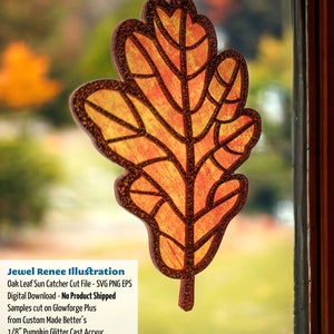 Sun Catcher Cut Designs: Oak Leaf Ornament - SVG EPS PNG Cutting File Download