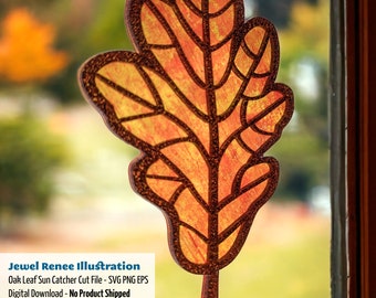Sun Catcher Cut Designs: Oak Leaf Ornament - SVG EPS PNG Cutting File Download