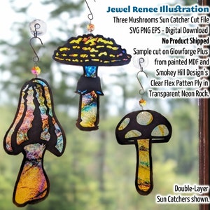 Sun Catcher Cut Designs: Three Mushroom Ornaments SVG Bundle Cutting File Download image 3