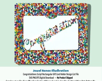 Congratulations Gift Card Holder Design Cut File - Script Rectangle - PNG EPS SVG