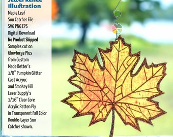 Sun Catcher Cut Designs: Maple Leaf Ornament- SVG EPS PNG Cutting File Download