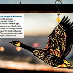 Disegni di taglio Sun Catcher: Canadian Goose Wings Up - Download del file di taglio SVG EPS PNG