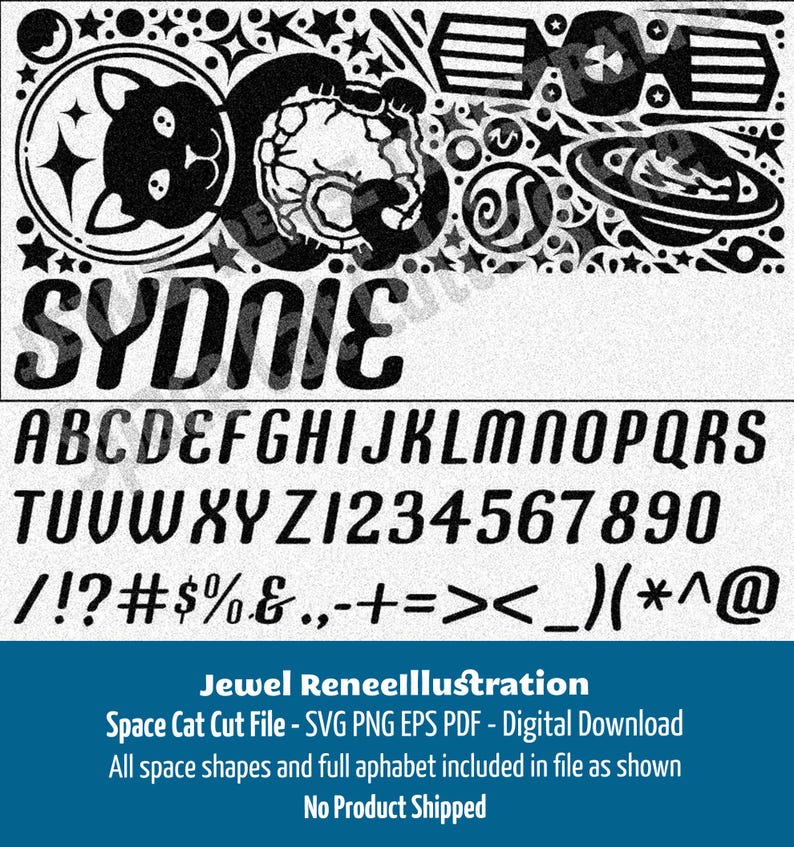 Vector art cut file design of Cat in bubble space helmet hugging astronaut surrounded by galaxy of stars