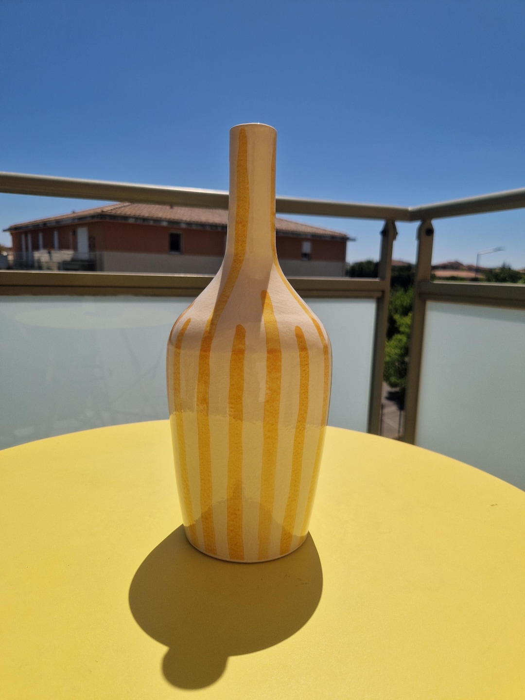 Handmade yellow ceramic vase - sunny ...