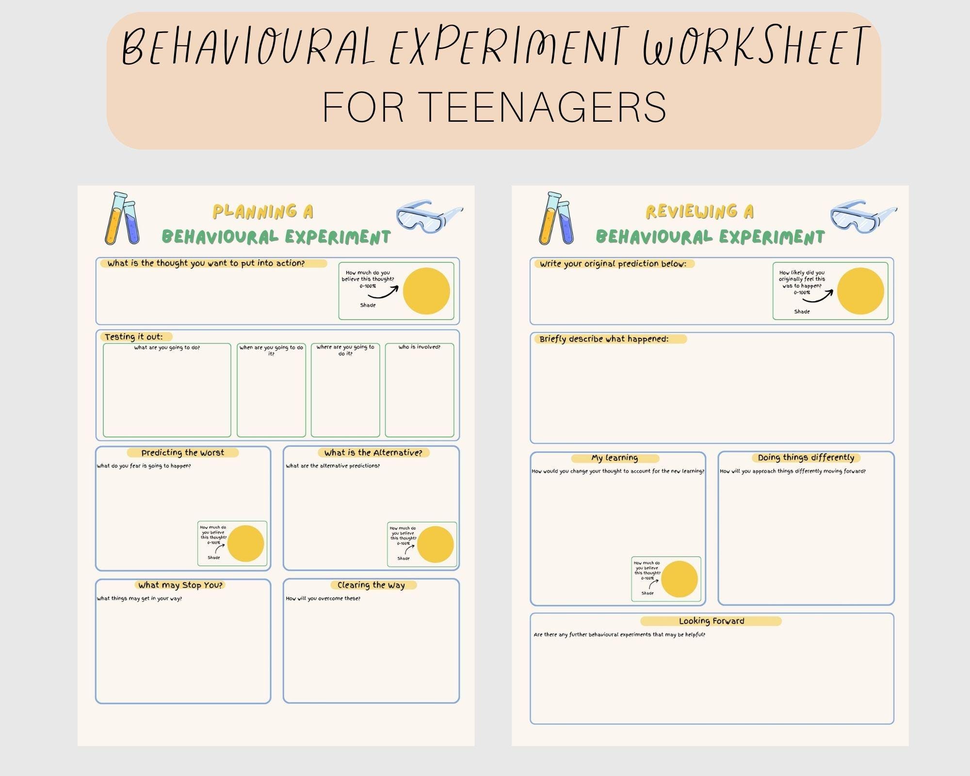 Behavioural Experiment Worksheet for Teenagers