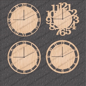 Pacchetto di design per orologio da parete in legno tagliato al laser file vettoriale svg per compensato tagliato al laser