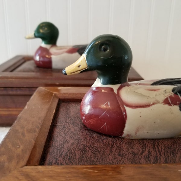 Vintage Mallard Duck Wood Box by Price Products. Versatile Jewelry, Catch All, Cell Phone, Deck of Cards, Rustic Utilitarian Storage Boxes