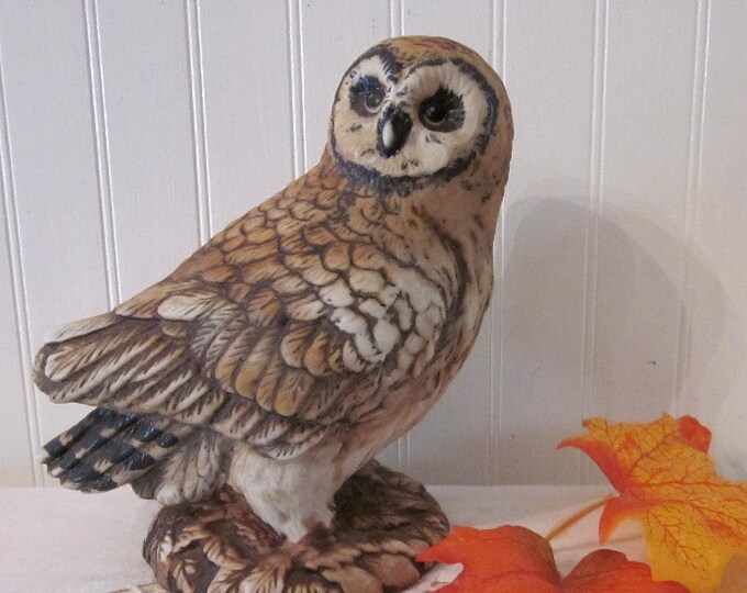 Vintage Owl Statue Large Woodland Barred or Spotted Owl. Etsy