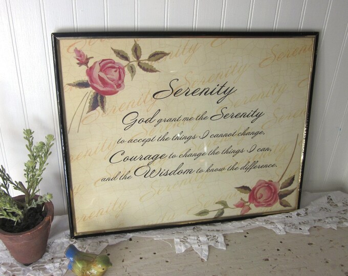 Serenity Prayer Framed Art Print Pink Roses Shabby Cottage Etsy