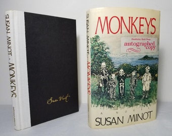 vintage book Monkeys A Novel by Susan Minot, 1986  Unclipped HC DJ. Doubleday Book Shops Autographed Copy.
