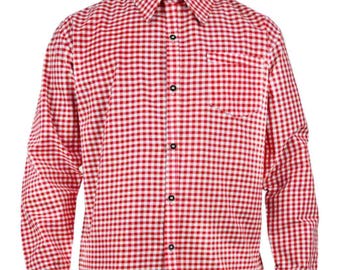 Camisa bávara roja para hombre / Camisa Oktoberfest para hombre / Camisa alemana tradicional / Camisa a cuadros roja