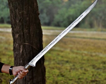 Spada elfica Thranduil fatta a mano / Spada fantasy in acciaio inossidabile / Fodero in pelle da parete