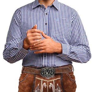 Oktoberfest Trachten Shirt Men’s Traditional Bavarian Checked Shirt Lederhosen Shirt Regular Fit German Festival Costume Halloween Shirt