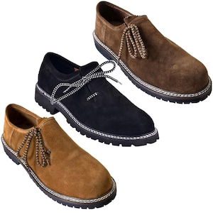 Men&#39;s Suede Leather Bavarian Shoes: Oktoberfest Trachten Footwear