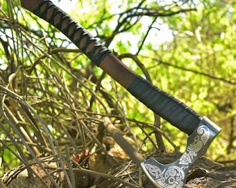Hand-Forged Viking Axe with Ashwood Handle | Norse Bearded Axe | Christmas Gift for Him