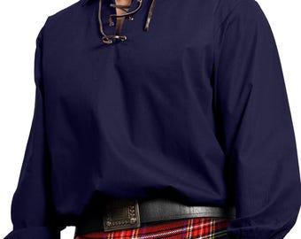 Mens Cotton Jacobite Ghillie Shirt | Scottish Renaissance Costume