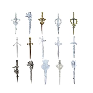 Celtic Thistle Sword Kilt Pin: Silver Chrome Scottish Brooch