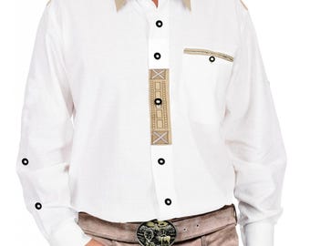 bavarian dress shirt Men Formal Checked Shirt Blue Classic Traditional Bavarian Shirt 3XL