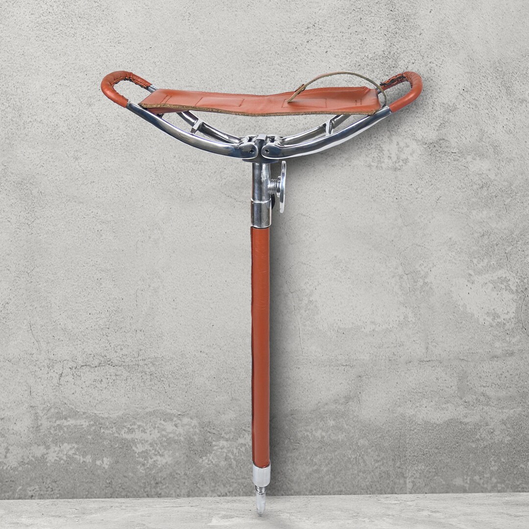 Gentry Choice Adjustable Leather Walking Seat – Tan – 3-Pack Shooting Stick / Hiking Staff