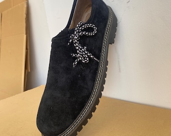 Chaussures Lederhosen pour hommes, chaussures Haferl noires avec lacets contrastés
