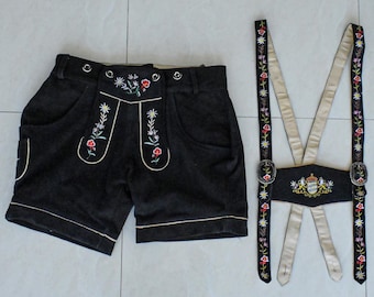 Pantalones cortos de cuero de ante para mujer Lederhosen bávaros, traje Trachten de Oktoberfest alemán