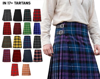 Men's Tartan Kilt 8 Yards | Scottish Highland Kilt Wedding Dress Acrylic Wool | Available in 17+ Tartans