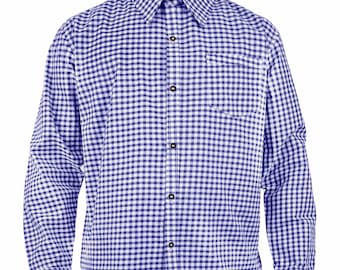 Camisa Oktoberfest para hombre, a cuadros azules / Camisa bávara para hombre / Camisa tradicional Trachten / Traje para festival alemán