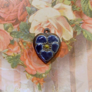 Sterling Silver Enameled Puffy Heart Charm-PRUSSIAN BLUE