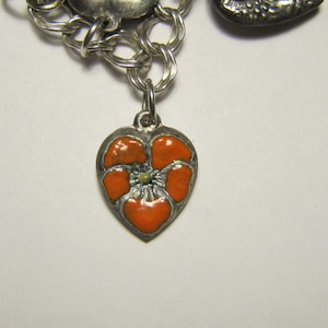 Sterling Silver Enameled Puffy Heart Charm-orange