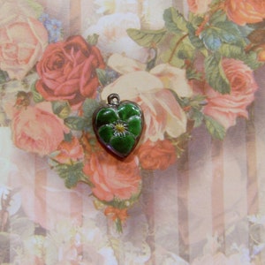 Sterling Silver Enameled Puffy Heart Charm-PEACOCK GREEN