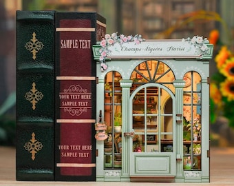 Kit de rincón de lectura DIY inspirado en una floristería parisina: inserto para estantería en miniatura