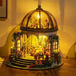 Kit de rincón de lectura para jardín colgante: casa en miniatura DIY con LED, sujetalibros de madera 3D para estanterías, decoración creativa para adolescentes y adultos