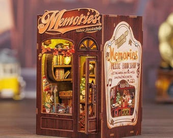 Music Bookshop DIY Book Nook Kit: Miniature Wooden Bookshelf Insert