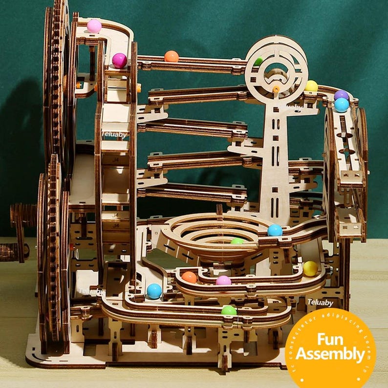 Wooden Marble Run Puzzle Kit – DIY Mechanical Model Building Set ...