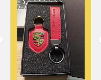 Porsche Leather Keychain | Car Crest Key Ring for Porsche Lovers | Luxury Car Gift Accessory | Driver Gift for Him
