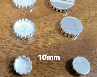 1pc 10mm high quality sterling silver CastellatedBezel cups