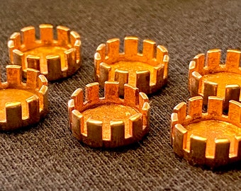 6pc 10mm round copper buy 5 get 1 free CastellatedBezel cups.