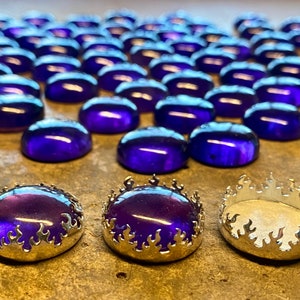 19mm round  1pc sterling silver FireBezel cup with matching Amethyst or black onyx
