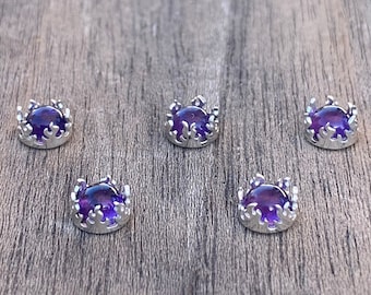 5mm round  sterling silver FireBezel cups with free matching amethyst