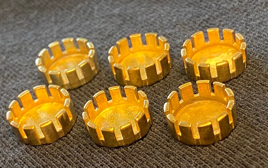 6pc 9mm Round Brass Buy 5 Get 1 Free Castellatedbezel Cups. - Etsy