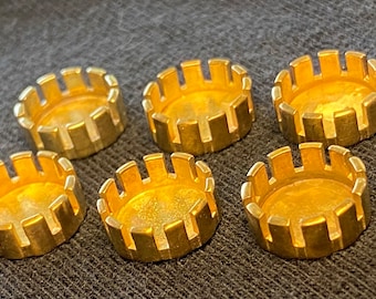 6pc 9mm round brass buy 5 get 1 free CastellatedBezel cups.