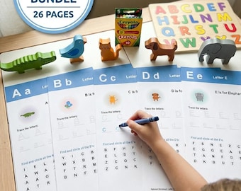 Alphabet Tracing Worksheets Bundle – Handwriting Practice, Preschool & Kindergarten (26 Pages PDF)