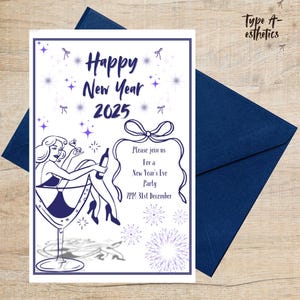 Ensemble d'illustrations et d'illustrations de modèles d'invitation à une fête du Nouvel An comprenant des menus, une bannière, des cartes de visite et des découpes