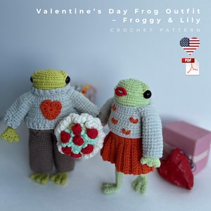 Valentine's Day Frog Outfit Crochet Pattern – Amigurumi Clothes (PDF)