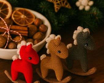 Crochet Christmas Rocking Horse Pattern, Low Sew (PDF)