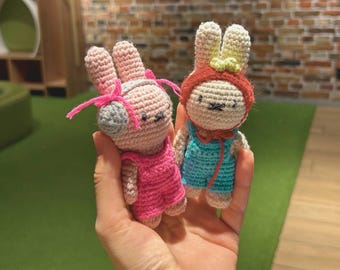 Amigurumi Bunny Crochet Pattern: Overalls & Hat Plushie (PDF Pattern)