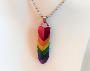 Pendant: Rainbow Cascading Scale - Anodized Aluminum Chainmaille
