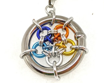 Pendant: Aroace Japanese 12 in 2 - Anodized Aluminum Chainmaille